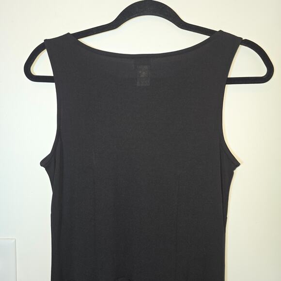 Ann Taylor Loft Little Black Dress Sleeveless Drop Waist Size 6 Slinky Asymmetri - Picture 6 of 8